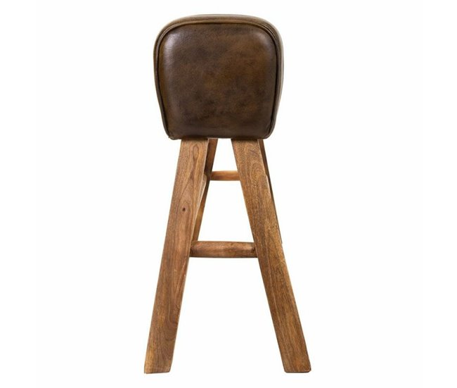 Conforama Banqueta Alexandra House Living Marrón Natural Cuero Madera De Mango 35 X 76 X 120 Cm
