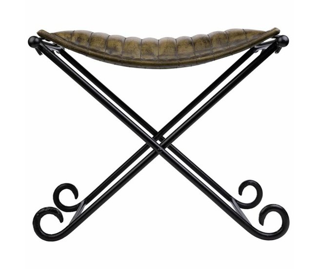 Conforama Banqueta Alexandra House Living Verde Cuero Metal Hierro 45 X 45 X 52 Cm