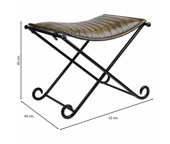 Conforama Banqueta Alexandra House Living Verde Cuero Metal Hierro 45 X 45 X 52 Cm