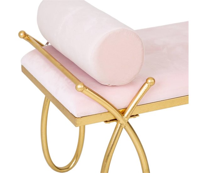 Conforama Banqueta De Terciopelo Rosa Y Metal Dorado 112 5x49x53