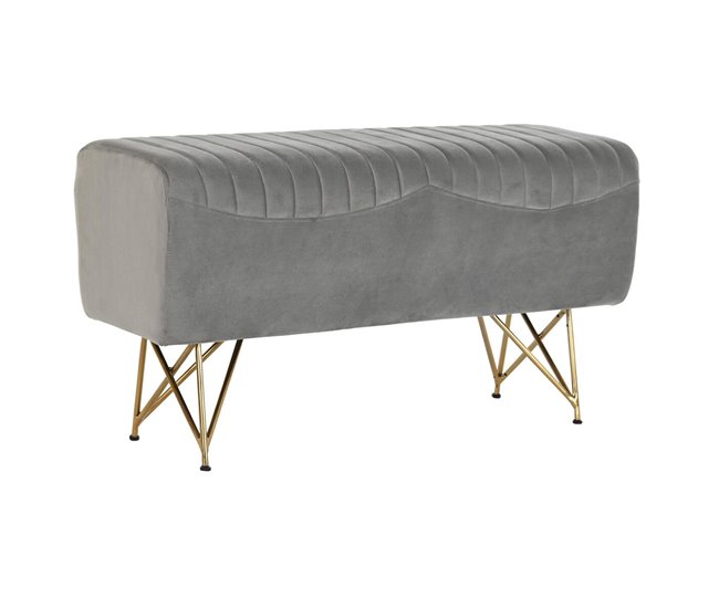 Conforama Banqueta DKD Home Decor 90 x 31 x 47 cm Gris Dorado Metal