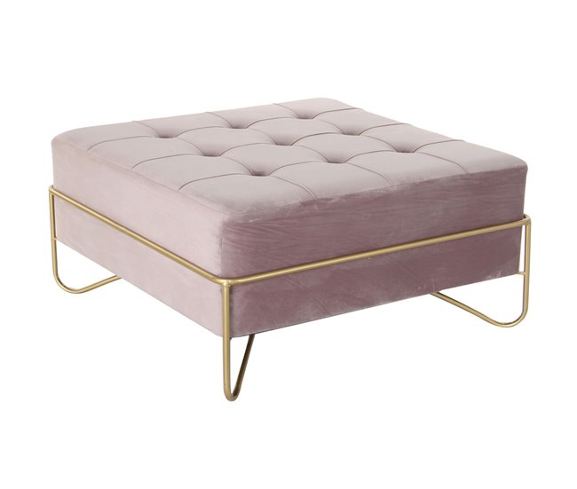 Conforama Banqueta DKD Home Decor Espuma Rosa Dorado Metal Poliéster Terciopelo Madera MDF (80 X 80 X 42 Cm)