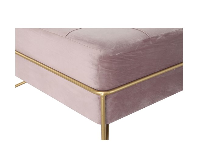 Conforama Banqueta DKD Home Decor Espuma Rosa Dorado Metal Poliéster Terciopelo Madera MDF (80 X 80 X 42 Cm)