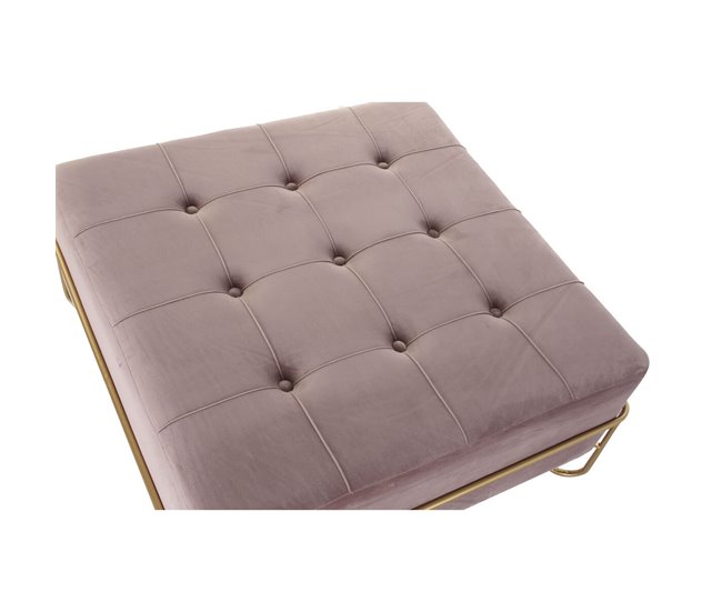 Conforama Banqueta DKD Home Decor Espuma Rosa Dorado Metal Poliéster Terciopelo Madera MDF (80 X 80 X 42 Cm)