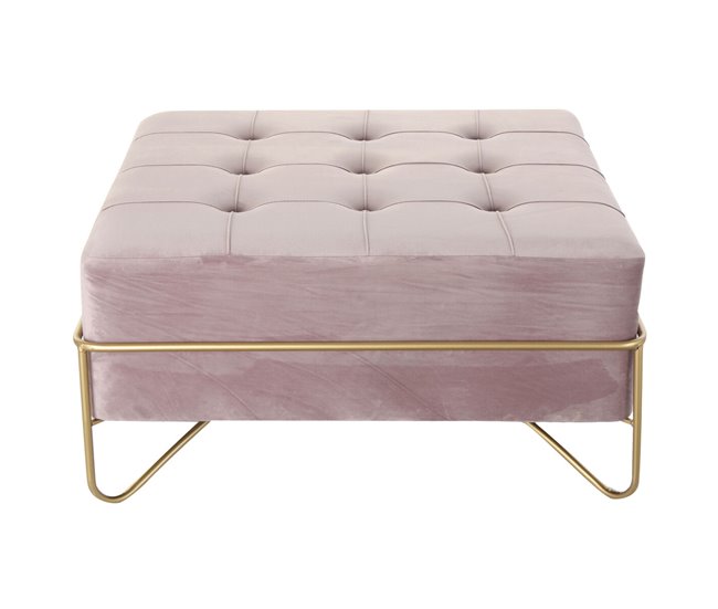 Conforama Banqueta DKD Home Decor Espuma Rosa Dorado Metal Poliéster Terciopelo Madera MDF (80 x 80 x 42 cm)