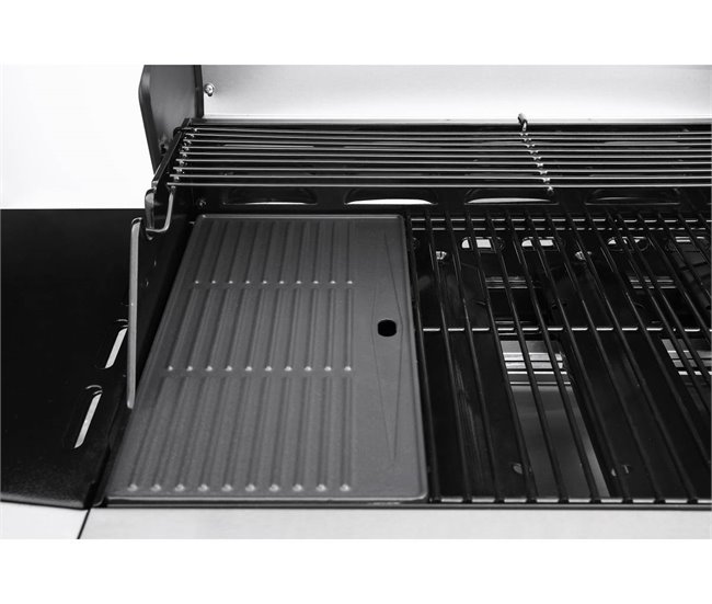 Conforama Barbacoa A Gas Con LED "Bingo 4" - 4 Quemadores (1 Lateral) - 14kW + Funda De Protección- Plateado