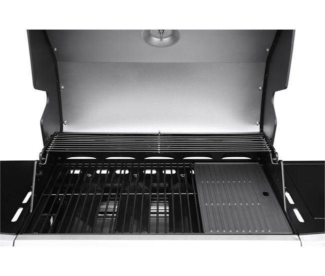 Conforama Barbacoa A Gas Con LED "Bingo 5" - 5 Quemadores Donde 1 Es Lateral - 15.2kW + Funda De Protección - Plateado