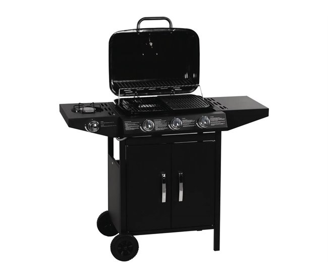 Conforama Barbacoa A Gas "Festa 4" - 4 Quemadores (1 Lateral) - 10.5kW - Negro
