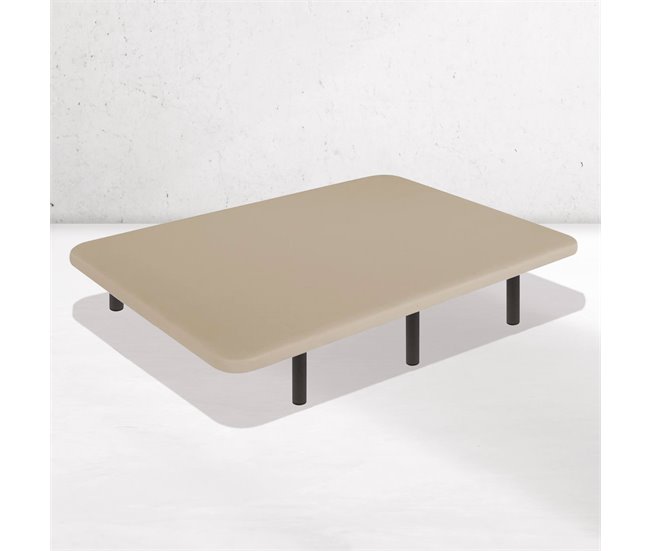 Conforama Base Tapizada Beige 80 X 180 Cm DreamNite Tejido 3D Antideslizante Estructura 30x40mm 5 Barras Transversales Con Patas 35cm