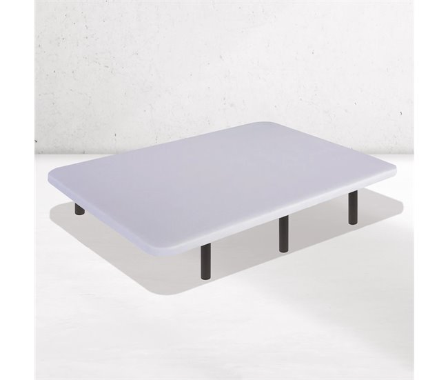 Conforama Base Tapizada Blanca 80 X 180 Cm DreamNite Tejido 3D Antideslizante Estructura 30x40mm 5 Barras Transversales Con Patas 25cm