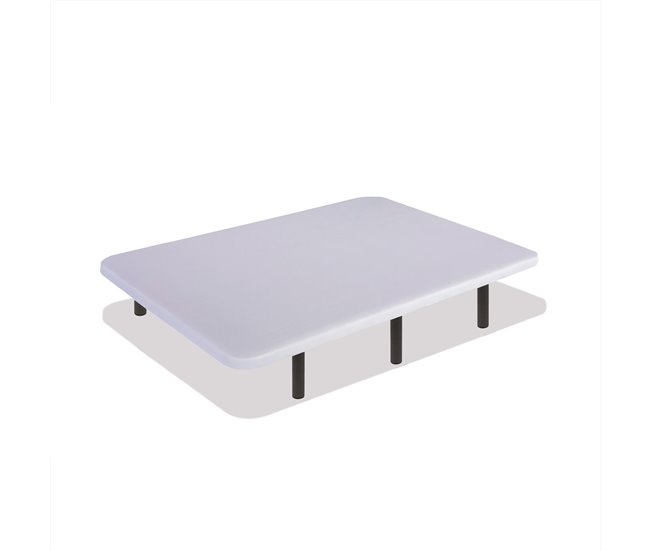 Conforama Base Tapizada Blanca 90 x 180 cm DreamNite Tejido 3D Antideslizante Estructura 30x40mm 5 Barras Transversales Con Patas 25cm