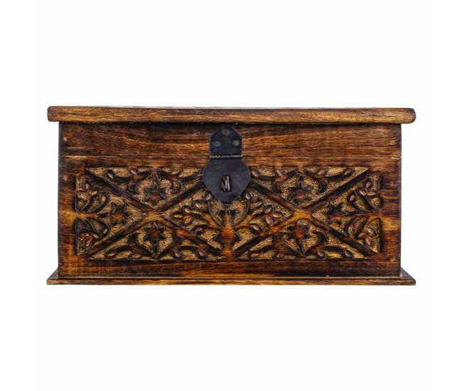 Conforama Baúl Alexandra House Living Marrón Madera De Mango 15 X 15 X 26 Cm Estilo Artesanal