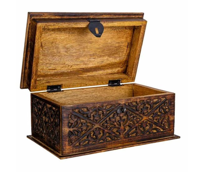 Conforama Baúl Alexandra House Living Marrón Madera De Mango 15 X 15 X 26 Cm Estilo Artesanal