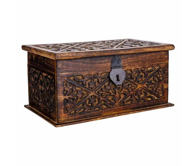 Conforama Baúl Alexandra House Living Marrón Madera de mango 15 x 15 x 26 cm Estilo artesanal