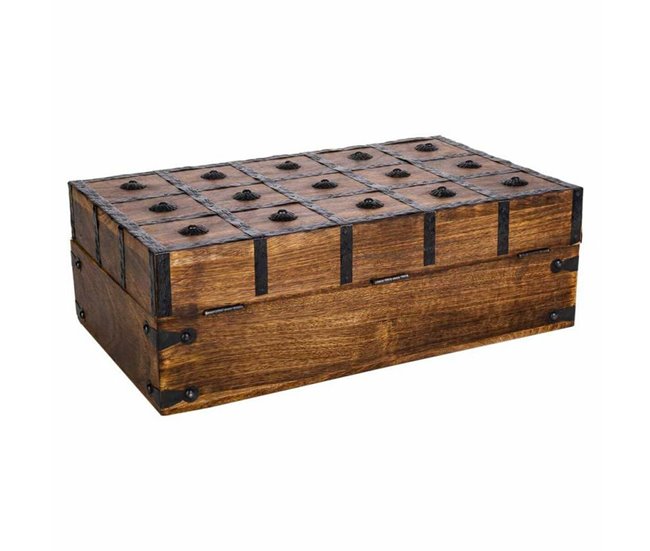 Conforama Baúl Alexandra House Living Marrón Metal Madera De Mango 20 X 12 X 38 Cm Estilo Artesanal