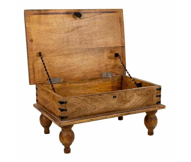 Conforama Baúl Alexandra House Living Marrón Metal Madera De Mango 40 X 30 X 60 Cm Estilo Artesanal
