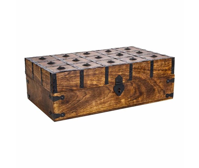 Conforama Baúl Alexandra House Living Marrón Metal Madera de mango 20 x 12 x 38 cm Estilo artesanal