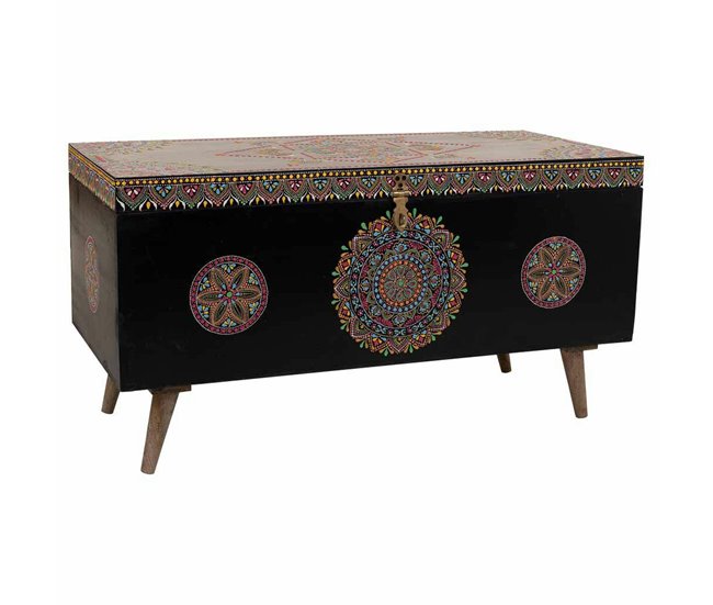 Conforama Baúl Alexandra House Living Negro Multicolor Madera De Mango Madera MDF 40 X 45 X 89 Cm