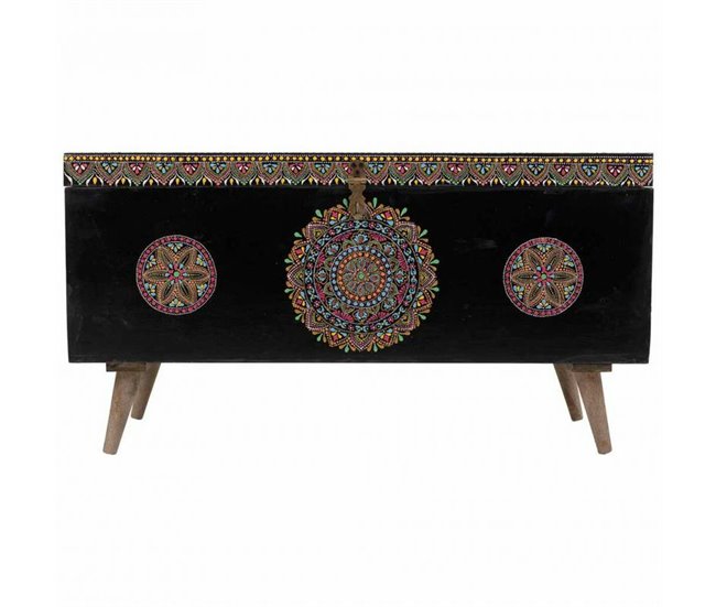 Conforama Baúl Alexandra House Living Negro Multicolor Madera de mango Madera MDF 40 x 45 x 89 cm
