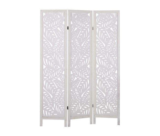 Conforama Biombo 3 paneles de madera blanco 170 x 122 cm MELAGO