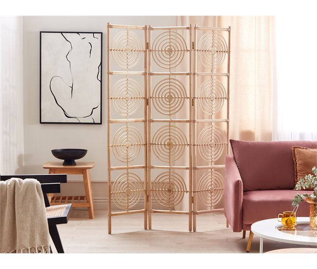 Conforama Biombo 3 Paneles De Ratán Beige/natural 117 X 180 Cm ALTAMURA