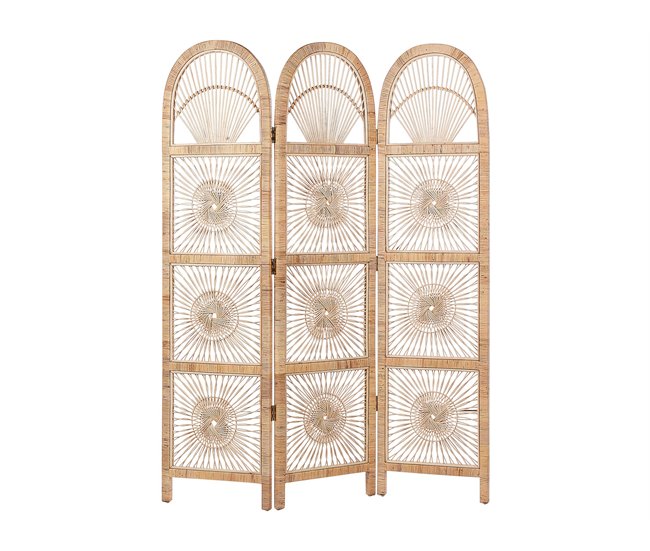 Conforama Biombo 3 paneles de ratán beige/natural 137 x 180 cm POMEZIA