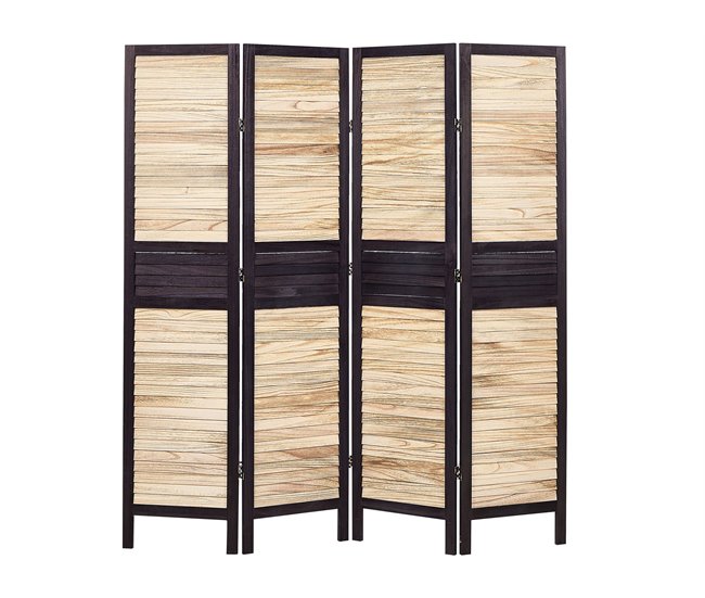 Conforama Biombo 4 paneles de madera clara 170 x 164 cm BRENNERBAD