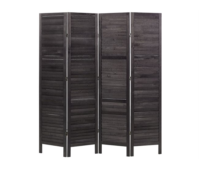 Conforama Biombo 4 paneles de madera marrón oscuro 170 x 163 cm AVENES