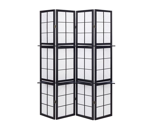 Conforama Biombo 4 paneles de madera negro 170 x 120 cm GOMAGOI