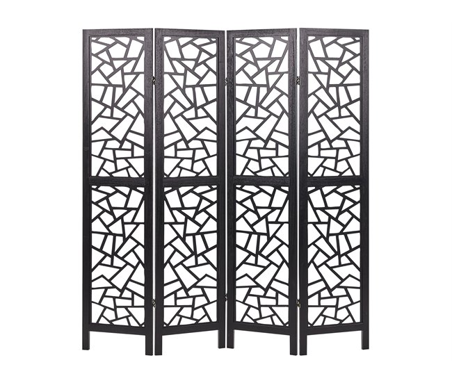 Conforama Biombo plegable 4 paneles de madera negro 170 x 163 cm PIANLARGO
