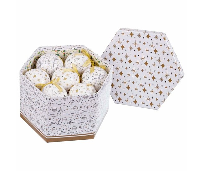 Conforama Bolas De Navidad Blanco Dorado Papel Polyfoam 7 5 X 7 5 X 7 5 Cm (14 Unidades)