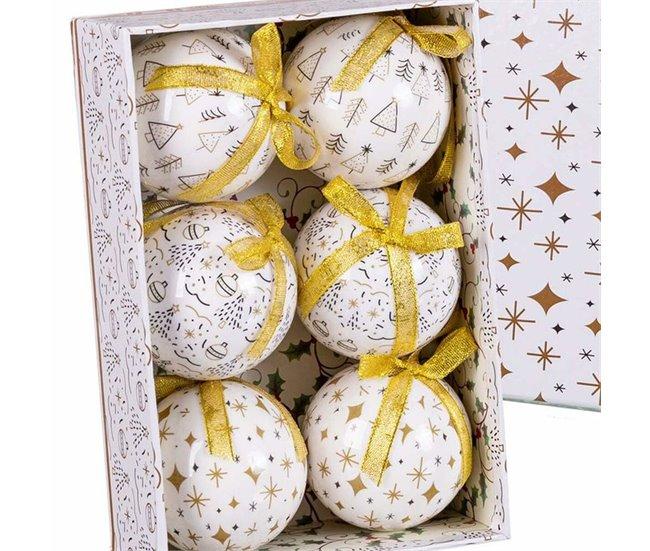 Conforama Bolas De Navidad Blanco Dorado Papel Polyfoam 7 5 X 7 5 X 7 5 Cm (6 Unidades)