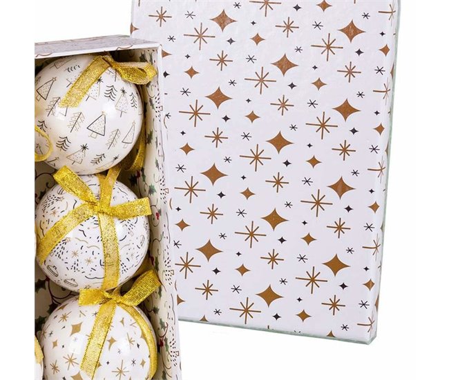 Conforama Bolas De Navidad Blanco Dorado Papel Polyfoam 7 5 X 7 5 X 7 5 Cm (6 Unidades)