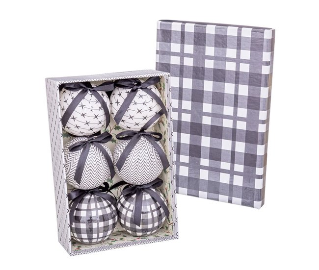 Conforama Bolas de Navidad Blanco Gris Papel Polyfoam 7 5 x 7 5 x 7 5 cm (6 Unidades)