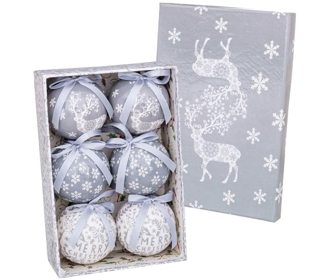 Conforama Bolas De Navidad Blanco Plateado Papel Polyfoam Ciervo 7 5 X 7 5 X 7 5 Cm (6 Unidades)