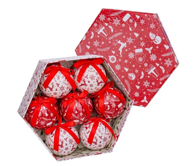Conforama Bolas De Navidad Blanco Rojo Papel Polyfoam Muñeco De Nieve 7 5 X 7 5 X 7 5 Cm (7 Unidades)