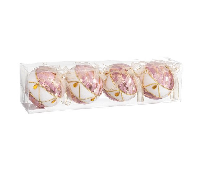 Conforama Bolas De Navidad Blanco Rosa Polyfoam Tejido 8 X 8 X 8 Cm (4 Unidades)