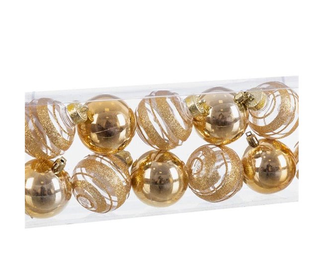 Conforama Bolas De Navidad Dorado Plástico 6 X 6 X 6 Cm (12 Unidades)