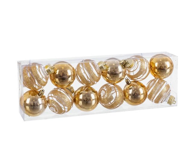 Conforama Bolas de Navidad Dorado Plástico 6 x 6 x 6 cm (12 Unidades)