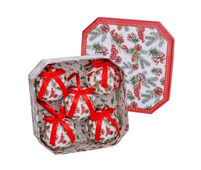 Conforama Bolas de Navidad Multicolor Papel Polyfoam 7 5 x 7 5 x 7 5 cm (5 Unidades)