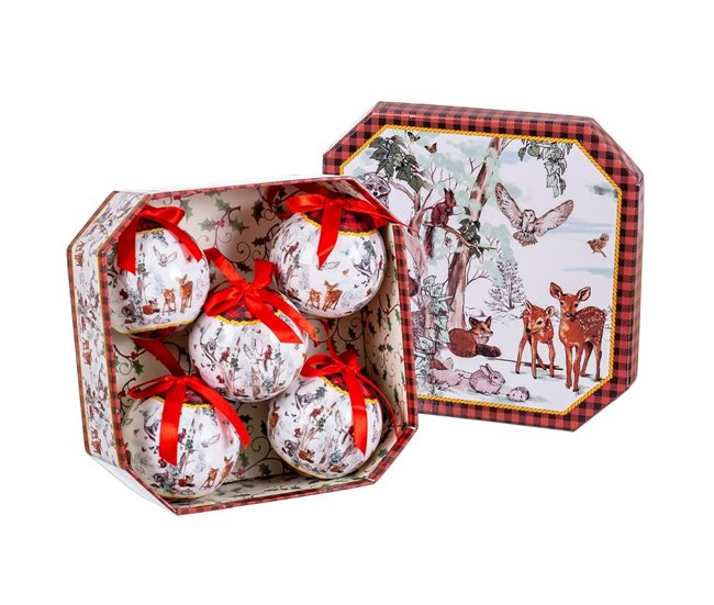 Conforama Bolas de Navidad Multicolor Papel Polyfoam Animales 7 5 x 7 5 x 7 5 cm (5 Unidades)