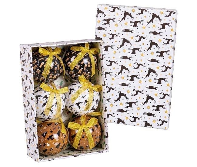 Conforama Bolas de Navidad Multicolor Papel Polyfoam Reno 7 5 x 7 5 x 7 5 cm (6 Unidades)