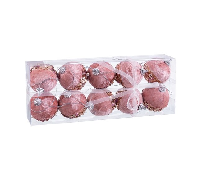 Conforama Bolas de Navidad Rosa Dorado Polyfoam Tejido 6 x 6 x 6 cm (10 Unidades)