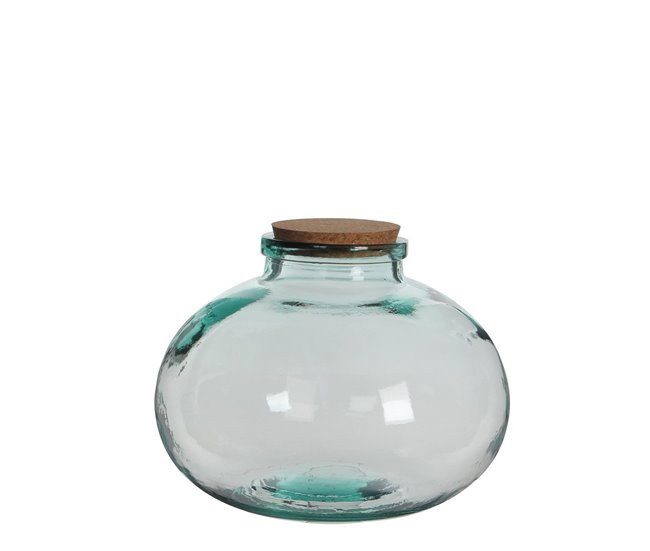 Conforama Bote de Cristal Mica Decorations Olly Redondo Corcho Tapón Decorativo Cristal (Ø 29 x 23 cm)