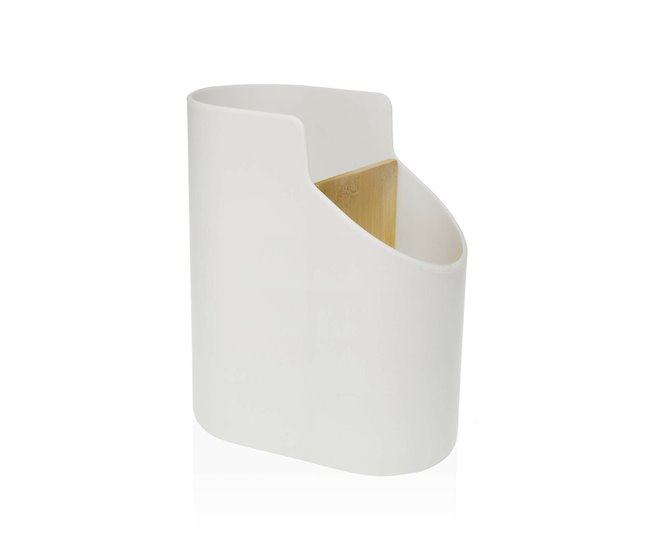 Conforama Bote para Utensilios de Cocina Versa Blanco 8 5 x 17 6 x 15 cm ABS Bambú
