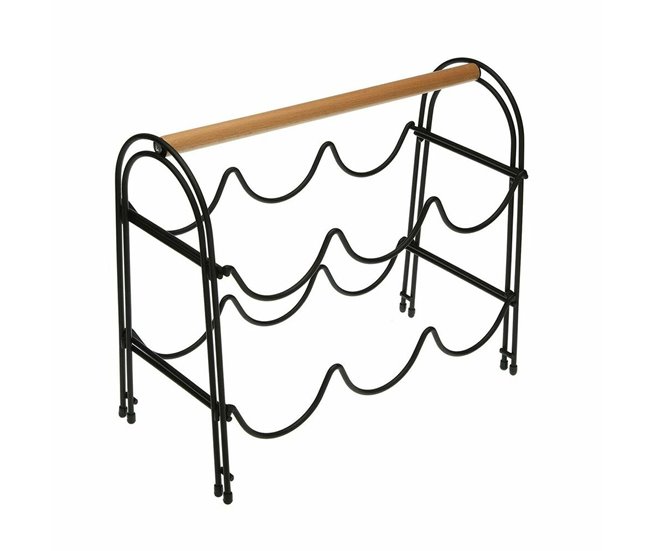 Conforama Botellero Versa Metal Madera Acero (14 x 27 5 x 32 7 cm)