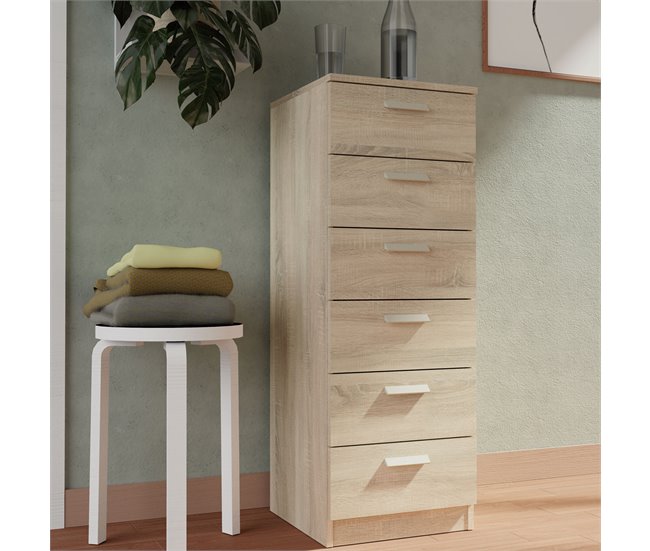 Conforama Briebe Nova Cajonera Dormitorio Sinfonier Alto Cómoda 6 Cajones 110x40x40 Cm (Alto X Ancho X Profundo) Madera