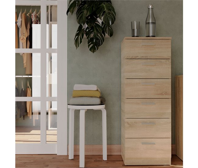 Conforama Briebe Nova Cajonera Dormitorio Sinfonier Alto Cómoda 6 Cajones 110x40x40 Cm (Alto X Ancho X Profundo) Madera