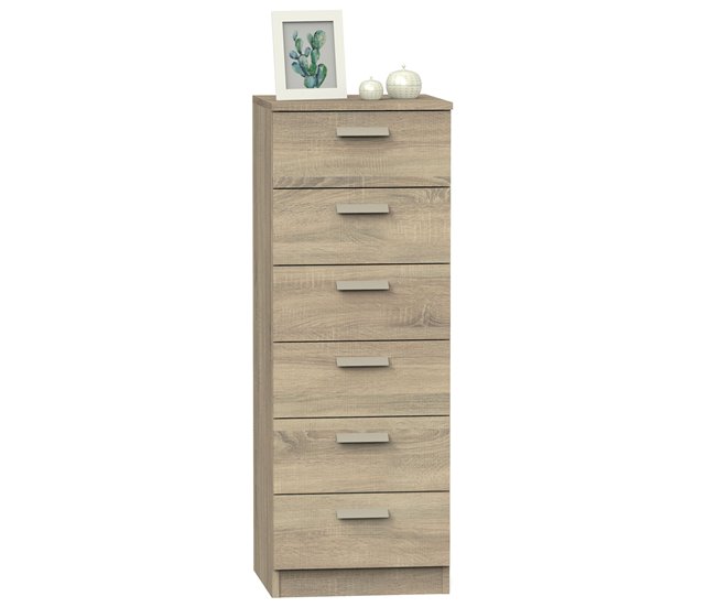 Conforama Briebe Nova Cajonera Dormitorio Sinfonier Alto Cómoda 6 Cajones 110x40x40 cm (Alto x Ancho x Profundo) Madera