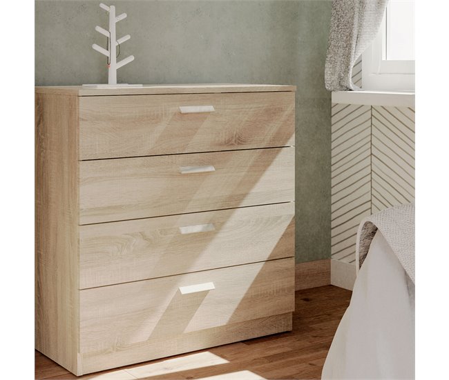 Conforama Briebe Nova Cómoda Dormitorio Cajonera 4 Cajones Sinfonier 78x74x40 Cm (Alto X Ancho X Profundo) Madera